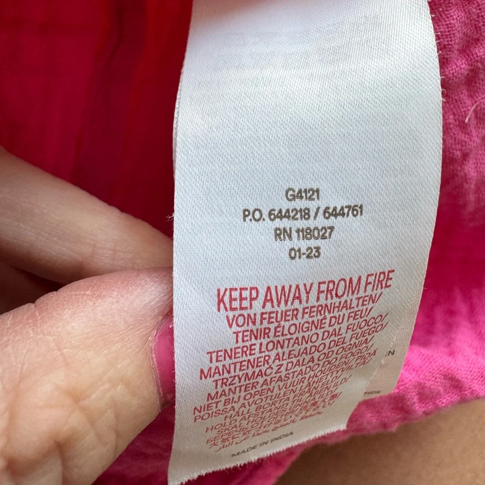 Boden Girls Pink Tiered Gauzy Cotton Dress 11-12y Pockets Long Sleeve Bow Detail